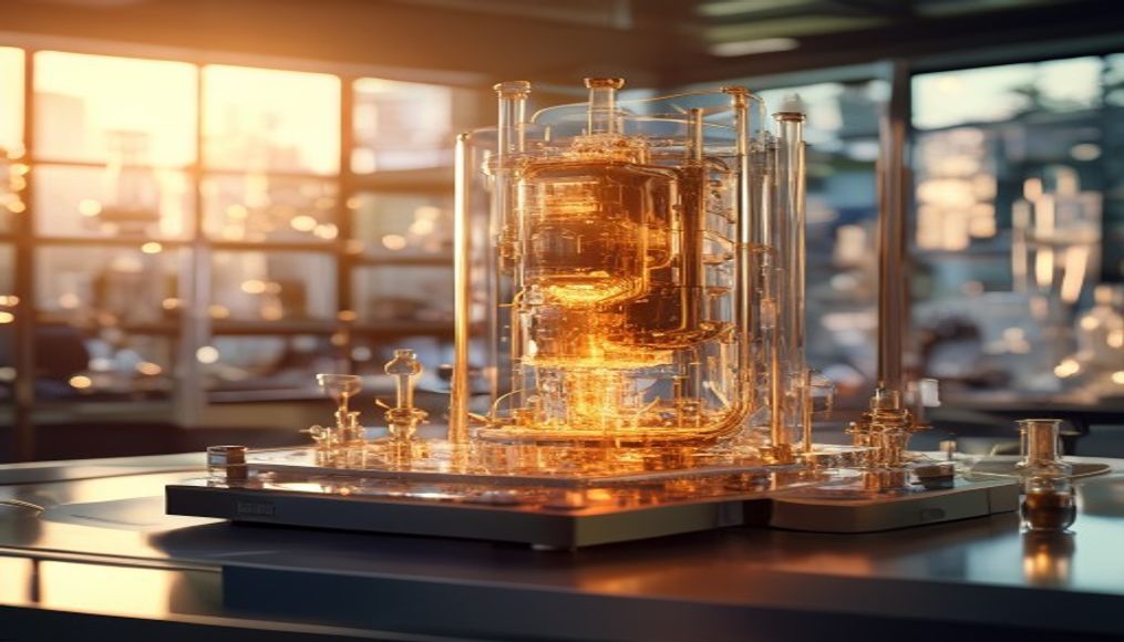 quantum computer in research lab in editorial style