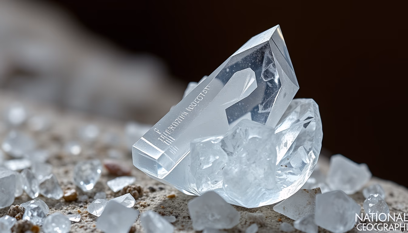 quartz crystal clear in editorial style