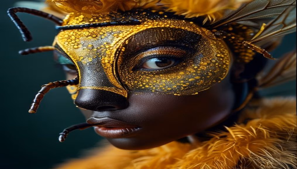 queen bee macro in editorial style