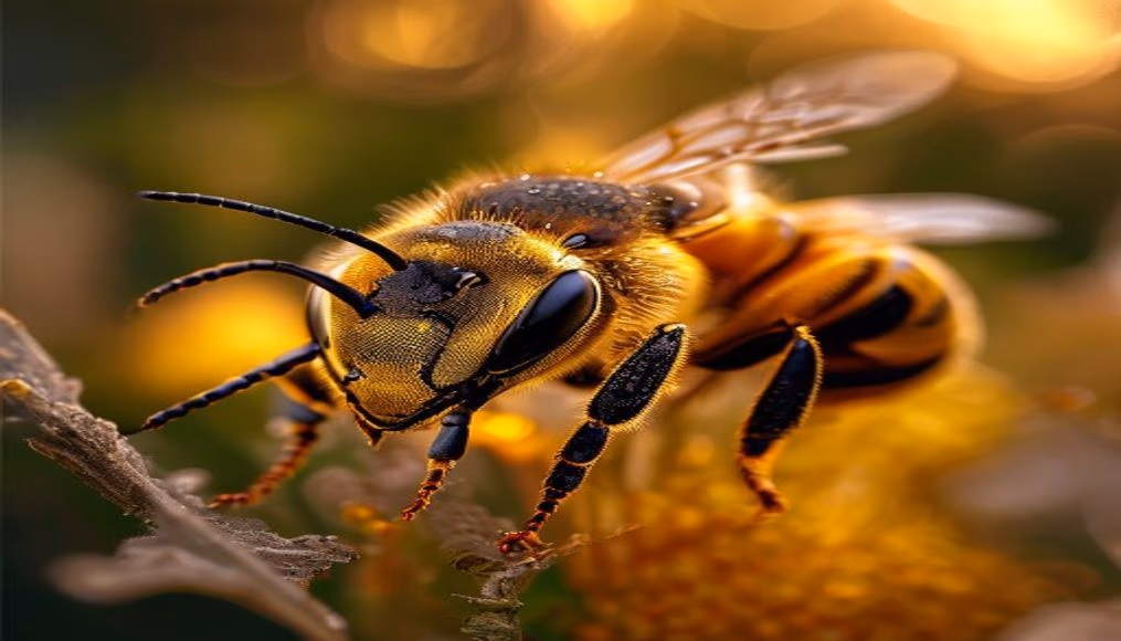 queen bee macro in editorial style