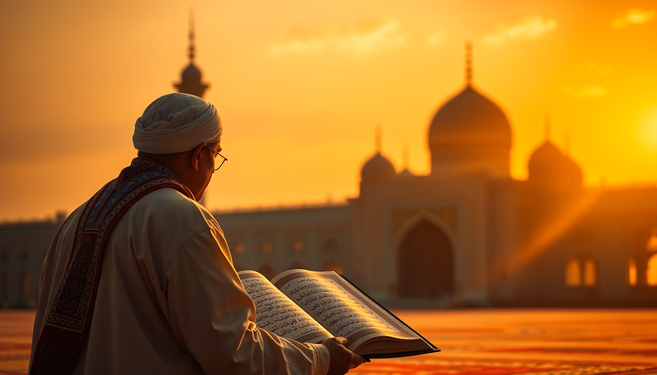 quran illuminated golden in editorial style