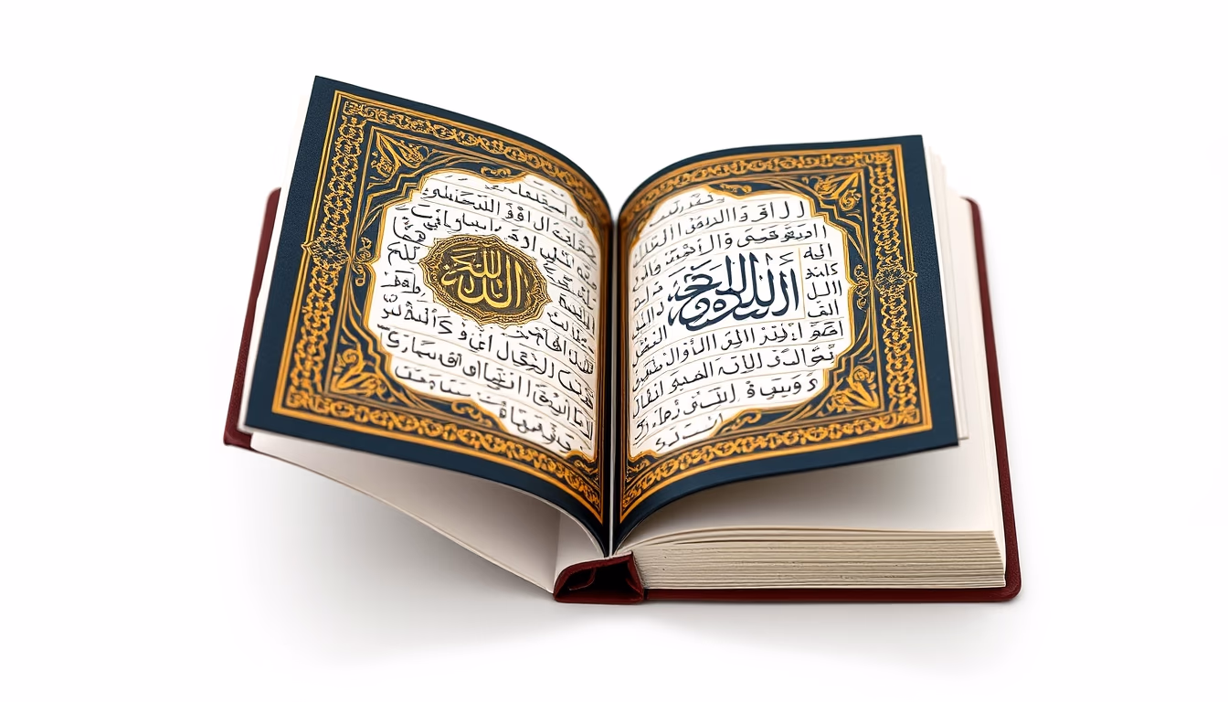 quran illuminated golden in editorial style