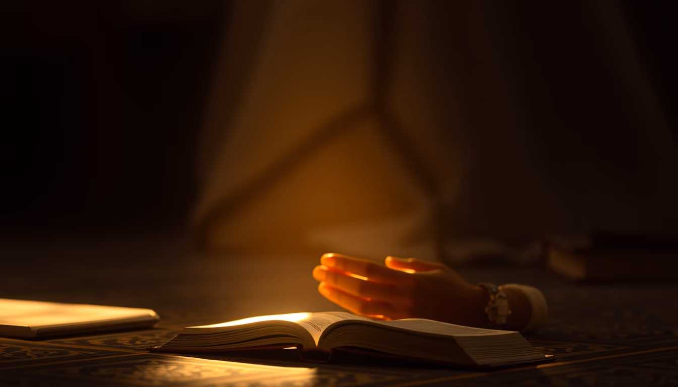 quran illuminated golden in editorial style