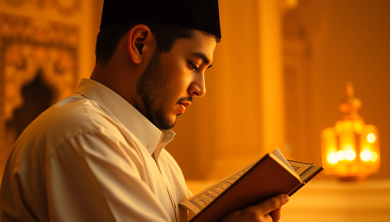 quran illuminated golden in editorial style