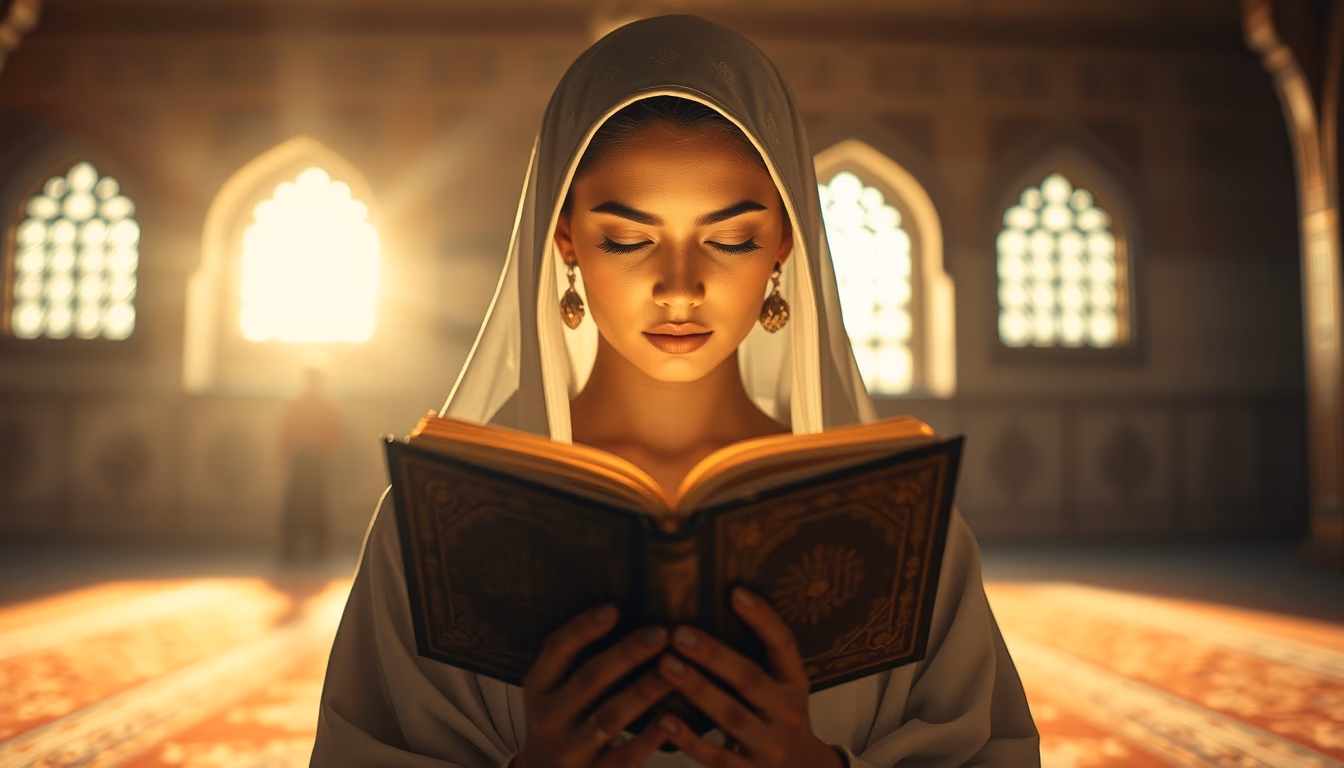 quran illuminated golden in editorial style