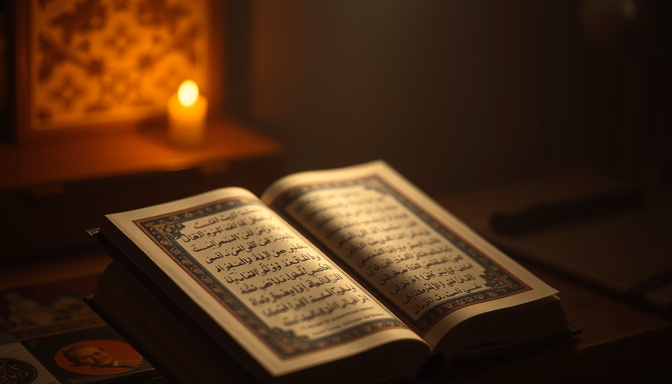 quran illuminated golden in editorial style