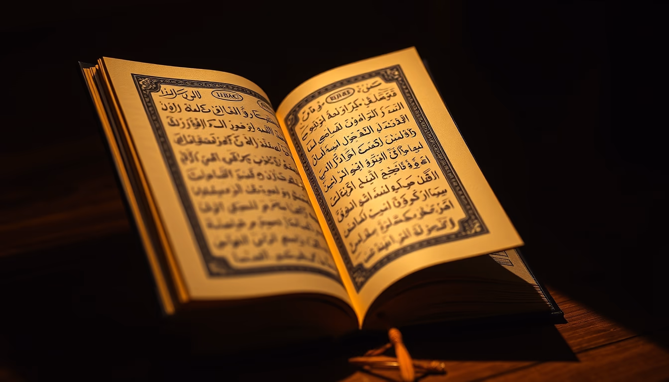 quran illuminated golden in editorial style