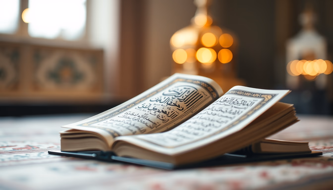 quran illuminated golden in editorial style