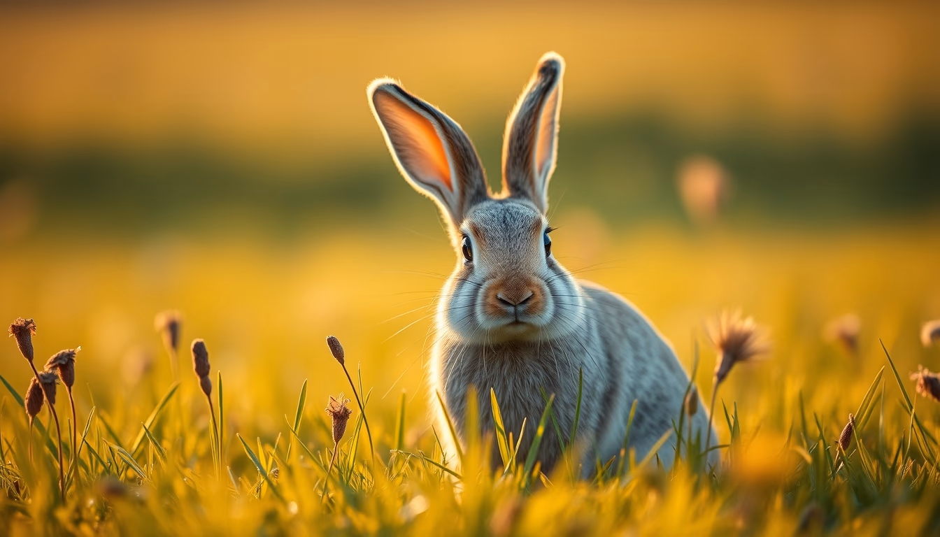 rabbit in meadow in editorial style