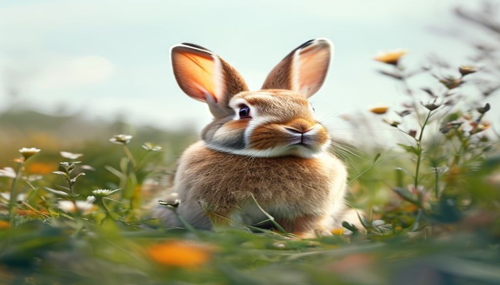 Rabbit in meadow em estilo editorial