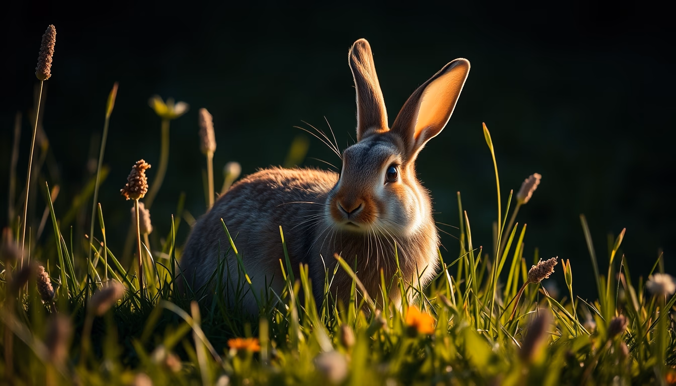 rabbit in meadow in editorial style