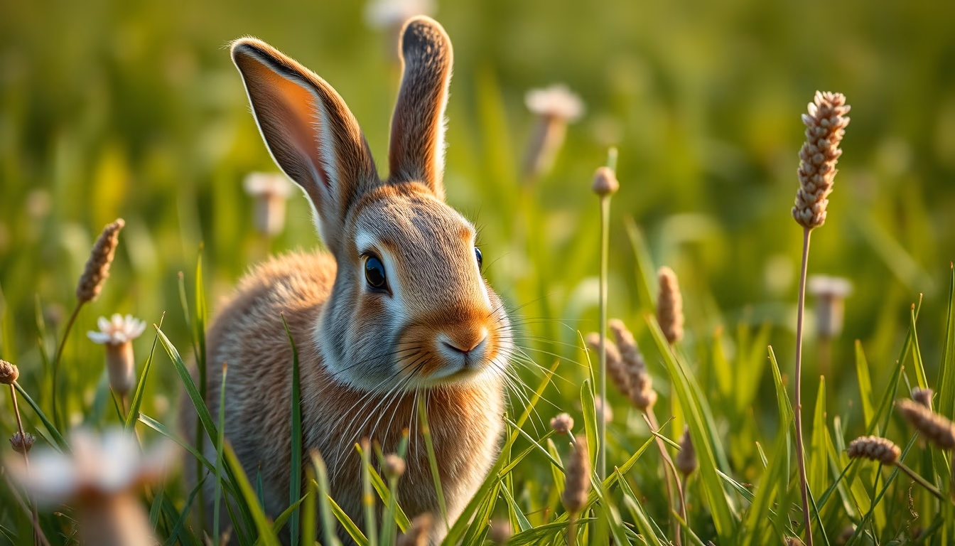 rabbit in meadow in editorial style