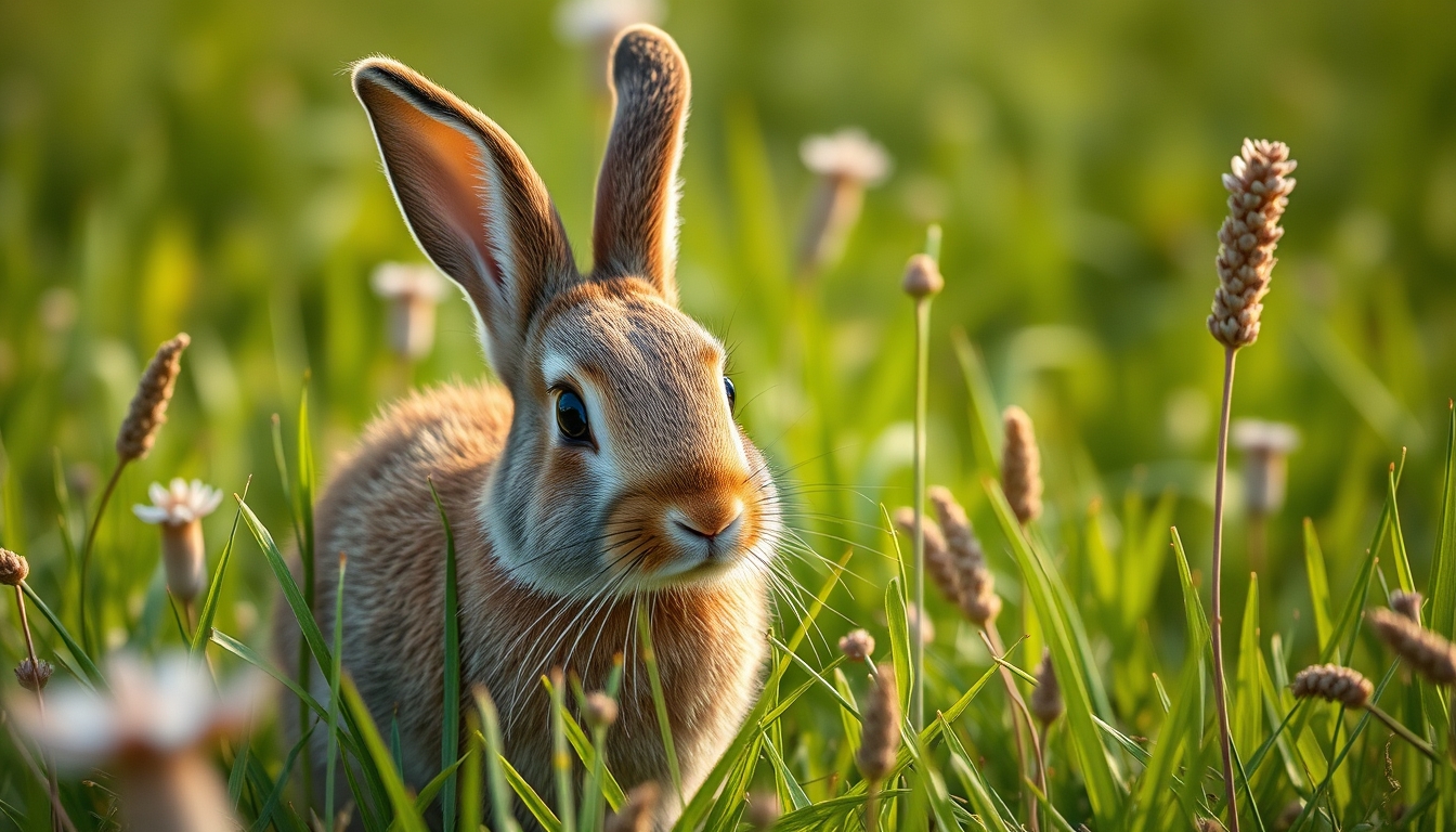 rabbit in meadow in editorial style