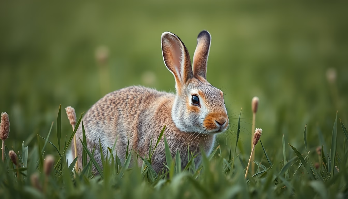 rabbit in meadow in editorial style