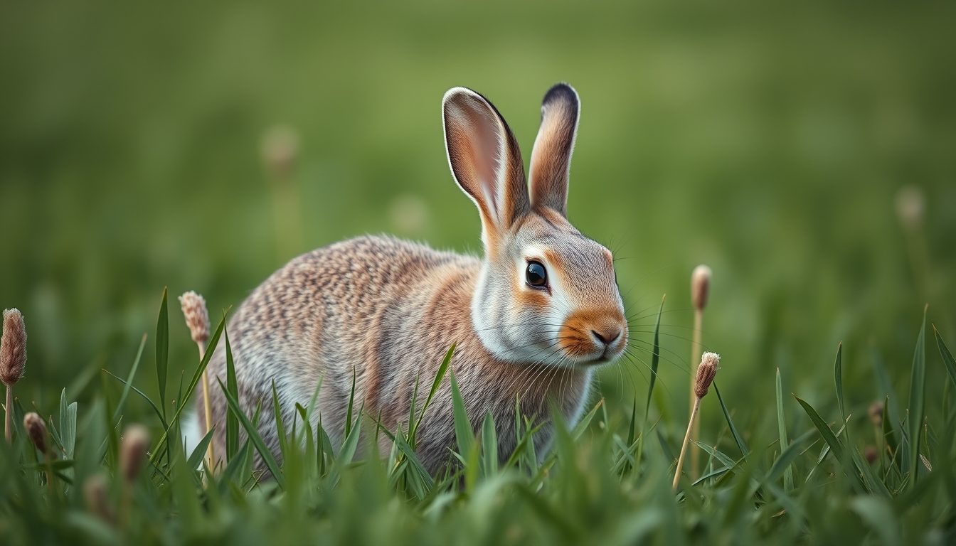 rabbit in meadow in editorial style