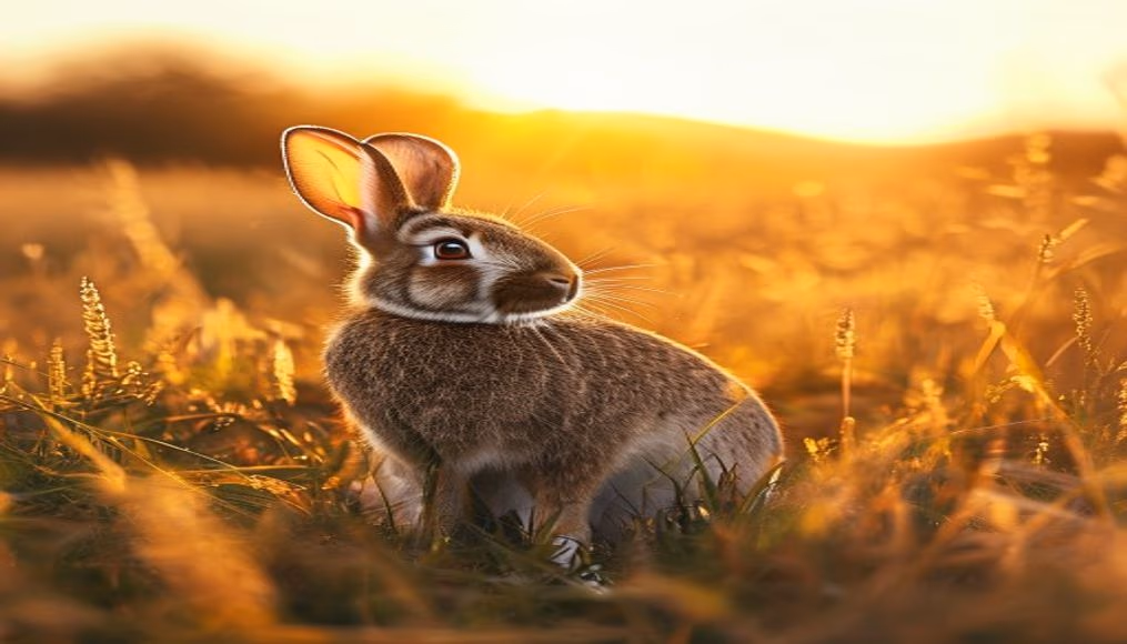 rabbit in meadow in editorial style