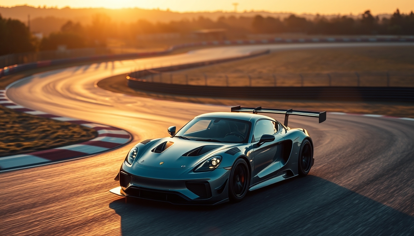 racing car track aerial in editorial style