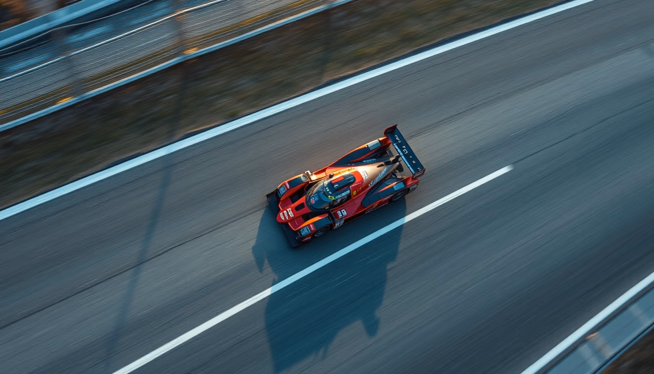 racing car track aerial in editorial style