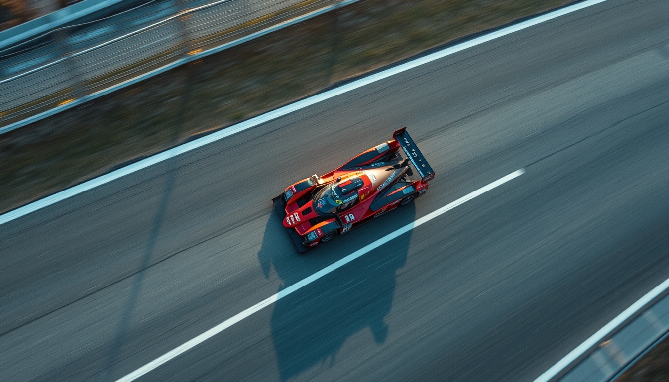 racing car track aerial in editorial style