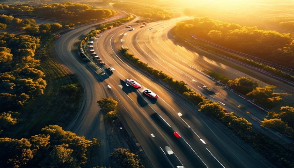 Racing car track aerial em estilo editorial