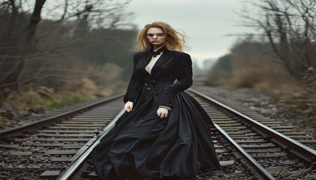 railroad switch in editorial style