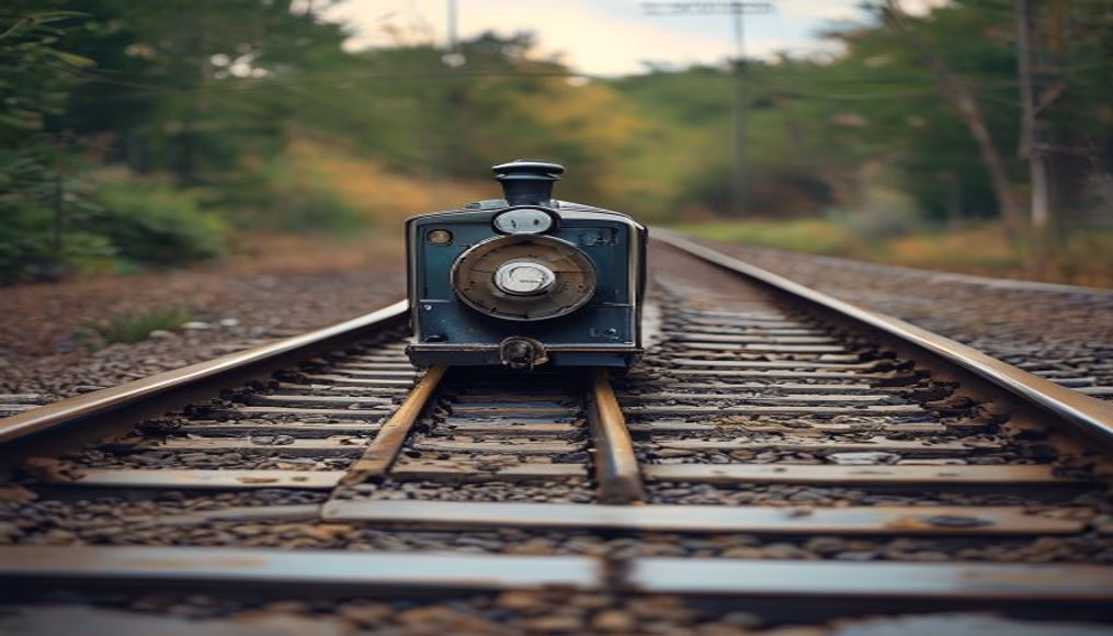 railroad switch in editorial style