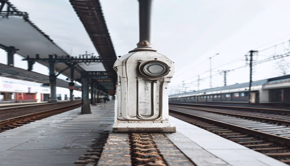 railway station antique in editorial style