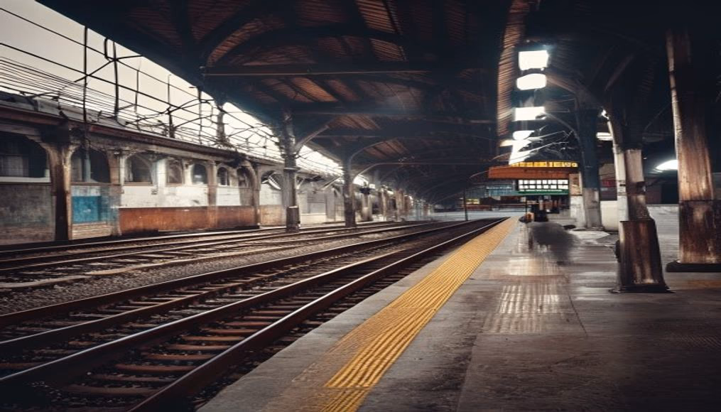 railway station antique in editorial style