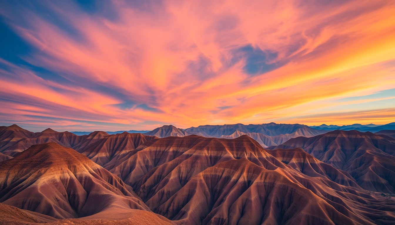 rainbow mountains china in editorial style