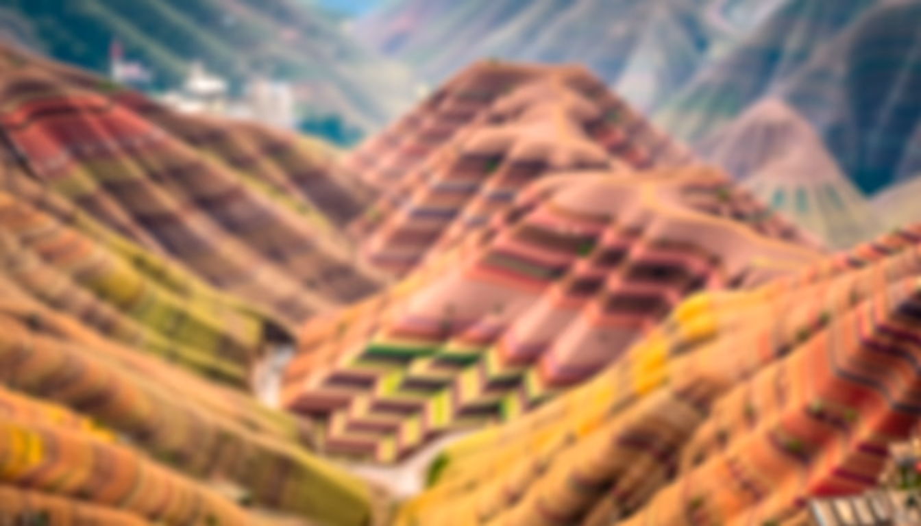 rainbow mountains china in editorial style