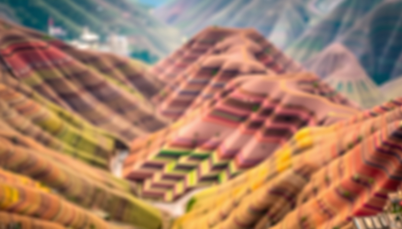 rainbow mountains china in editorial style