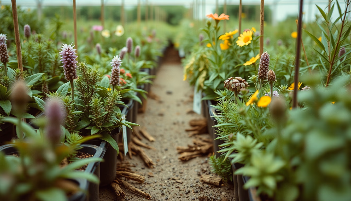rare plant nursery in editorial style