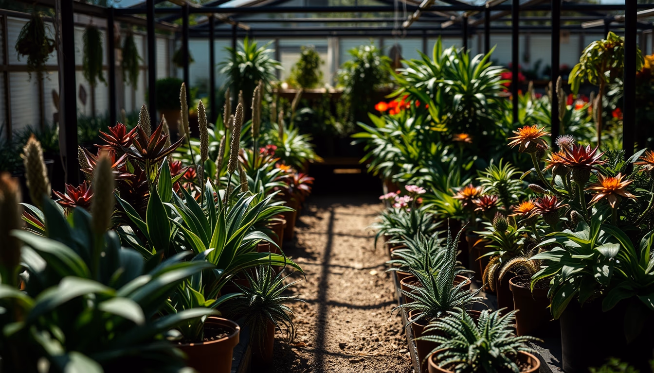 rare plant nursery in editorial style