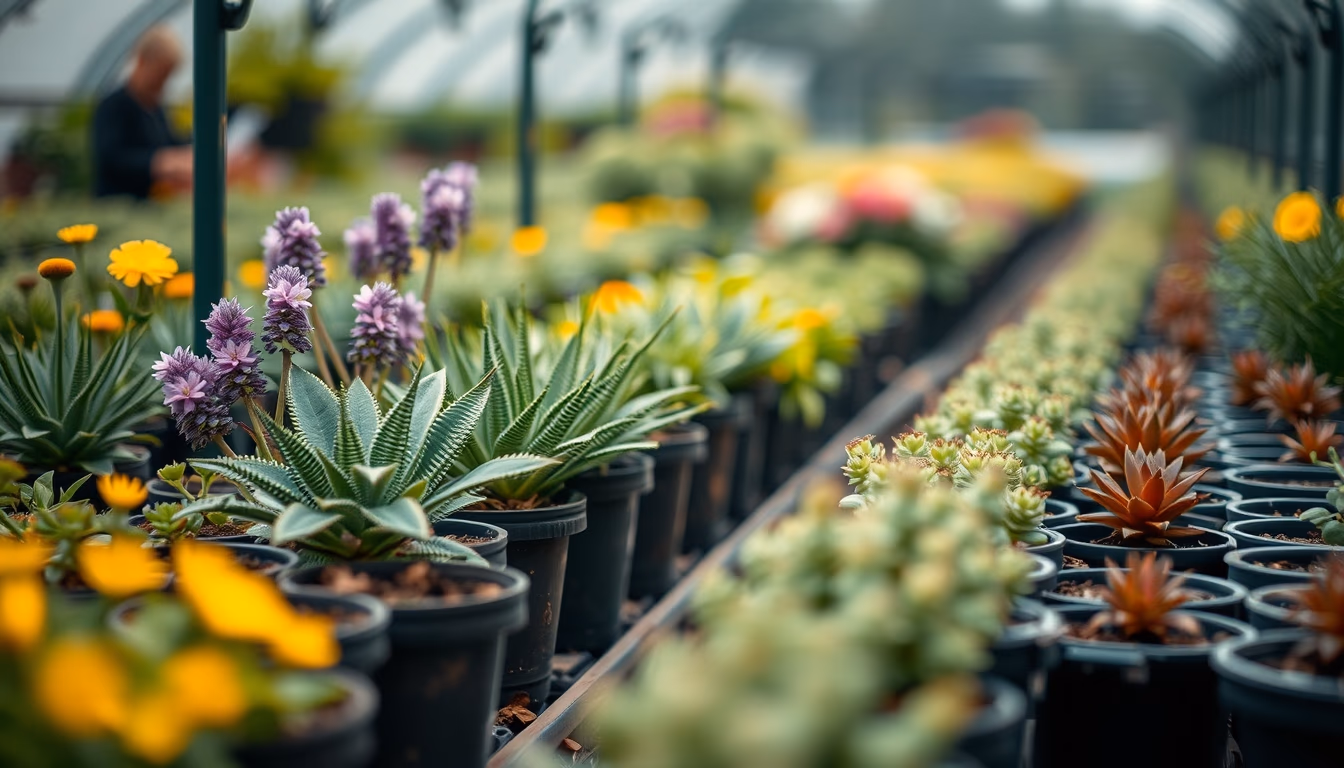 rare plant nursery in editorial style