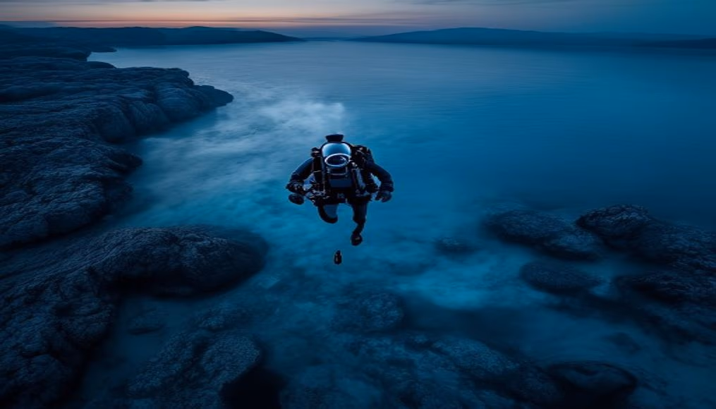 rebreather scuba modern in editorial style