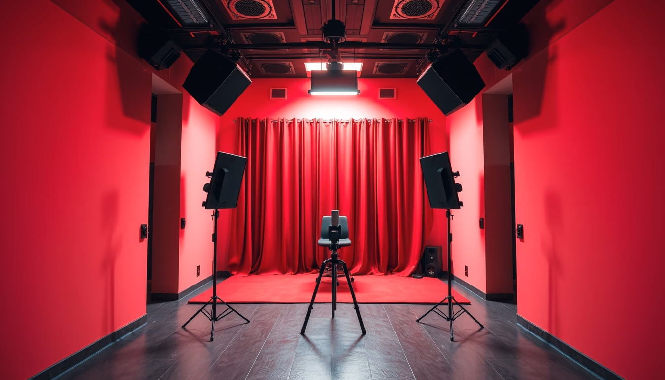 recording booth red light in editorial style
