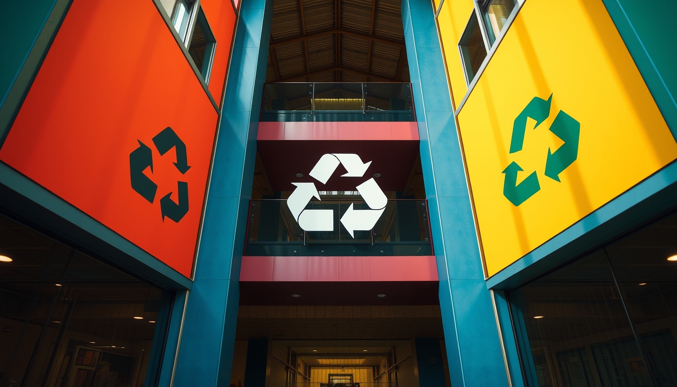 recycling symbols colorful in editorial style