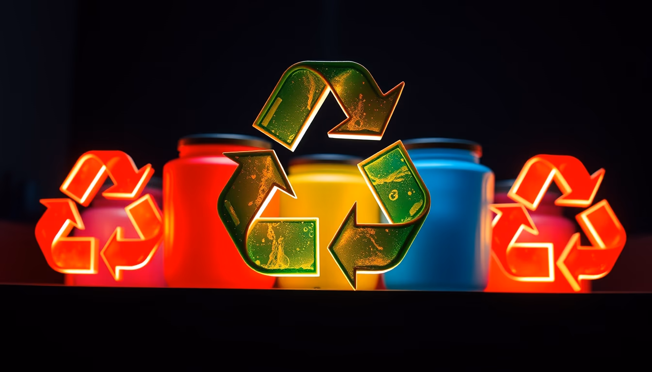 recycling symbols colorful in editorial style