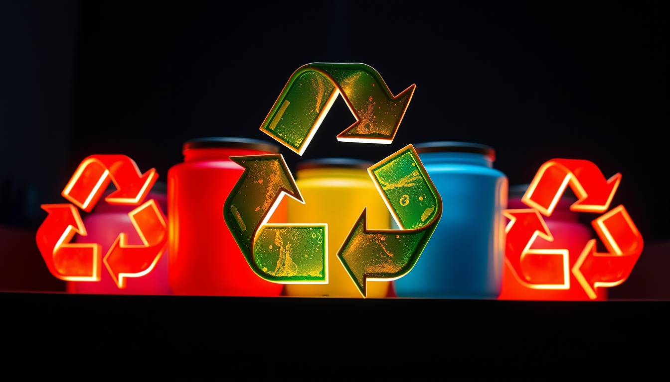 recycling symbols colorful in editorial style