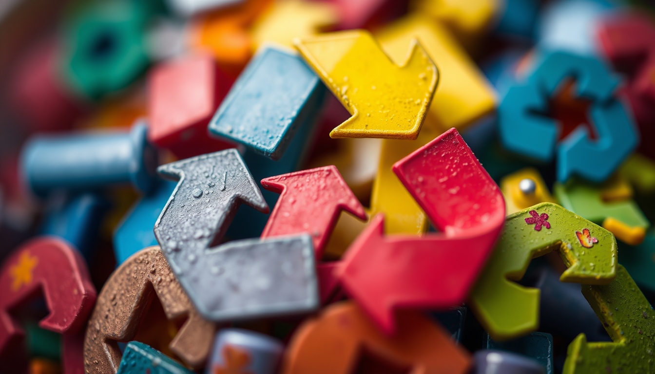 recycling symbols colorful in editorial style