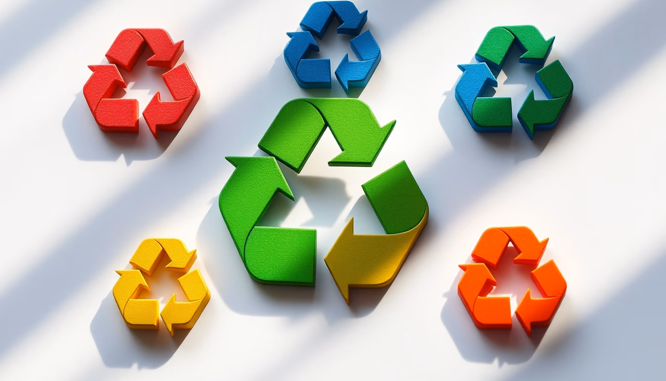 recycling symbols colorful in editorial style