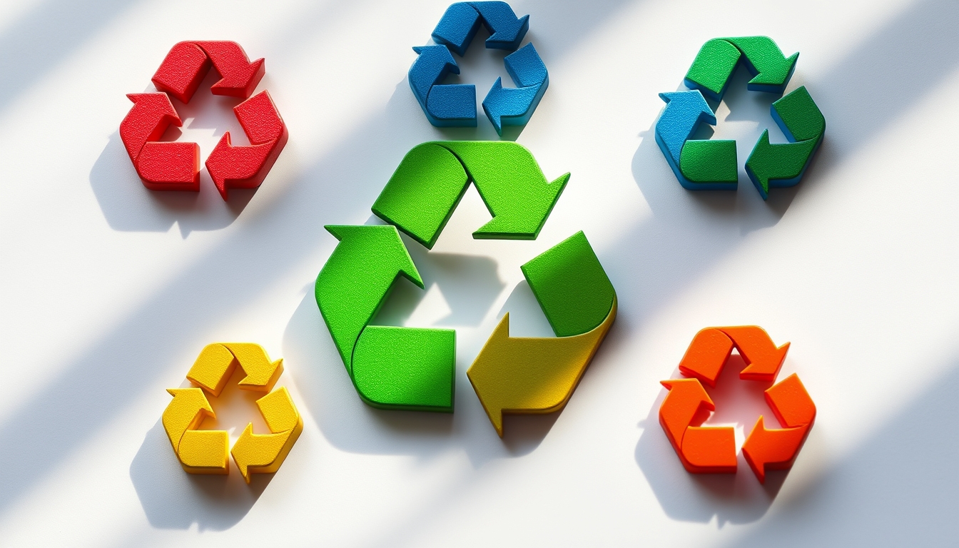 recycling symbols colorful in editorial style