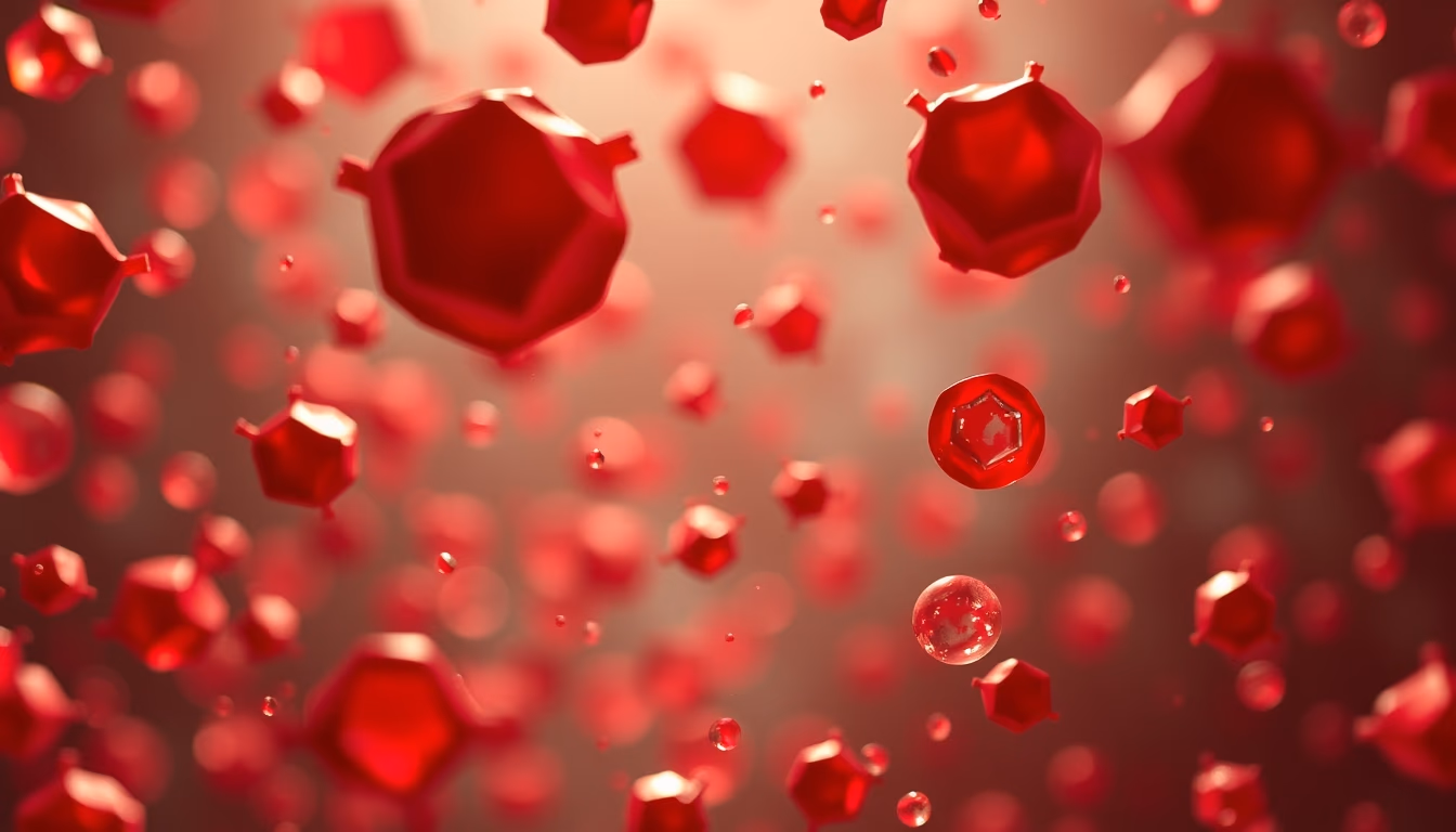 red blood cells flowing in editorial style