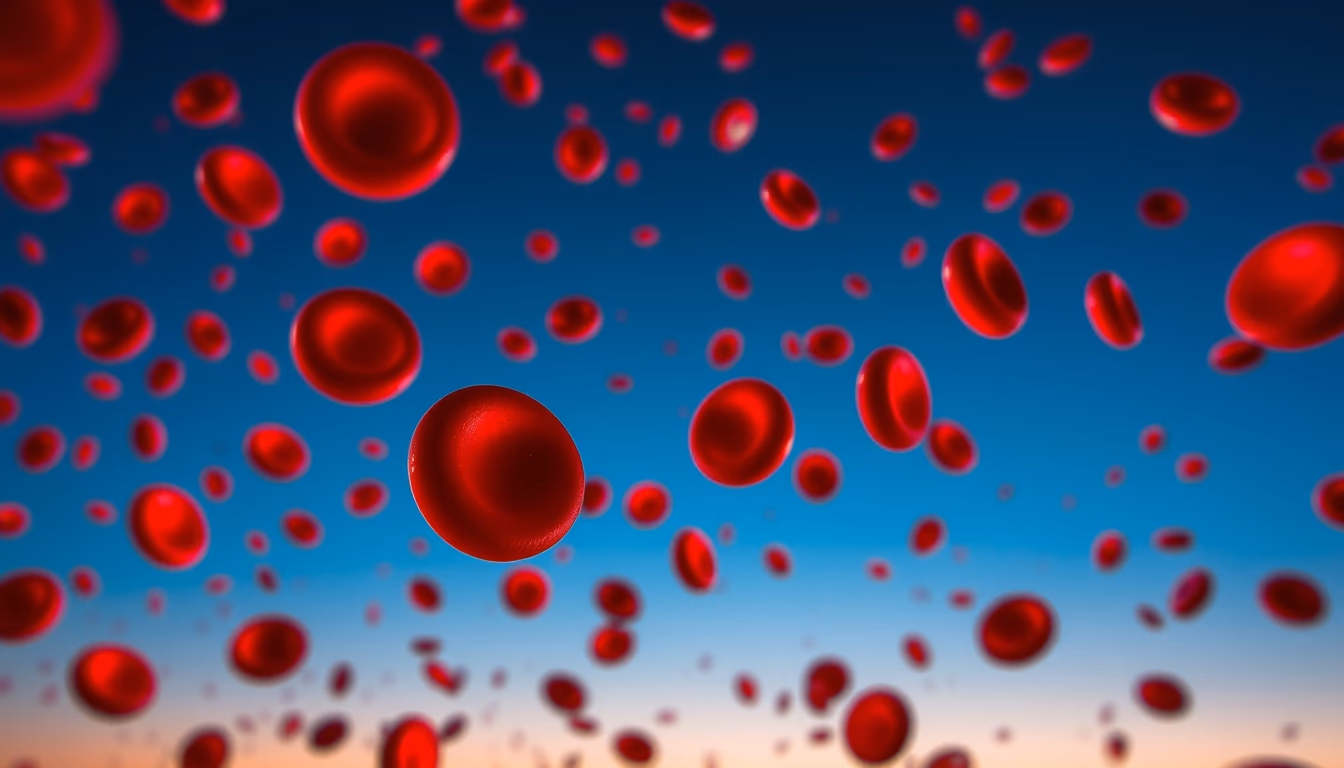 red blood cells flowing in editorial style