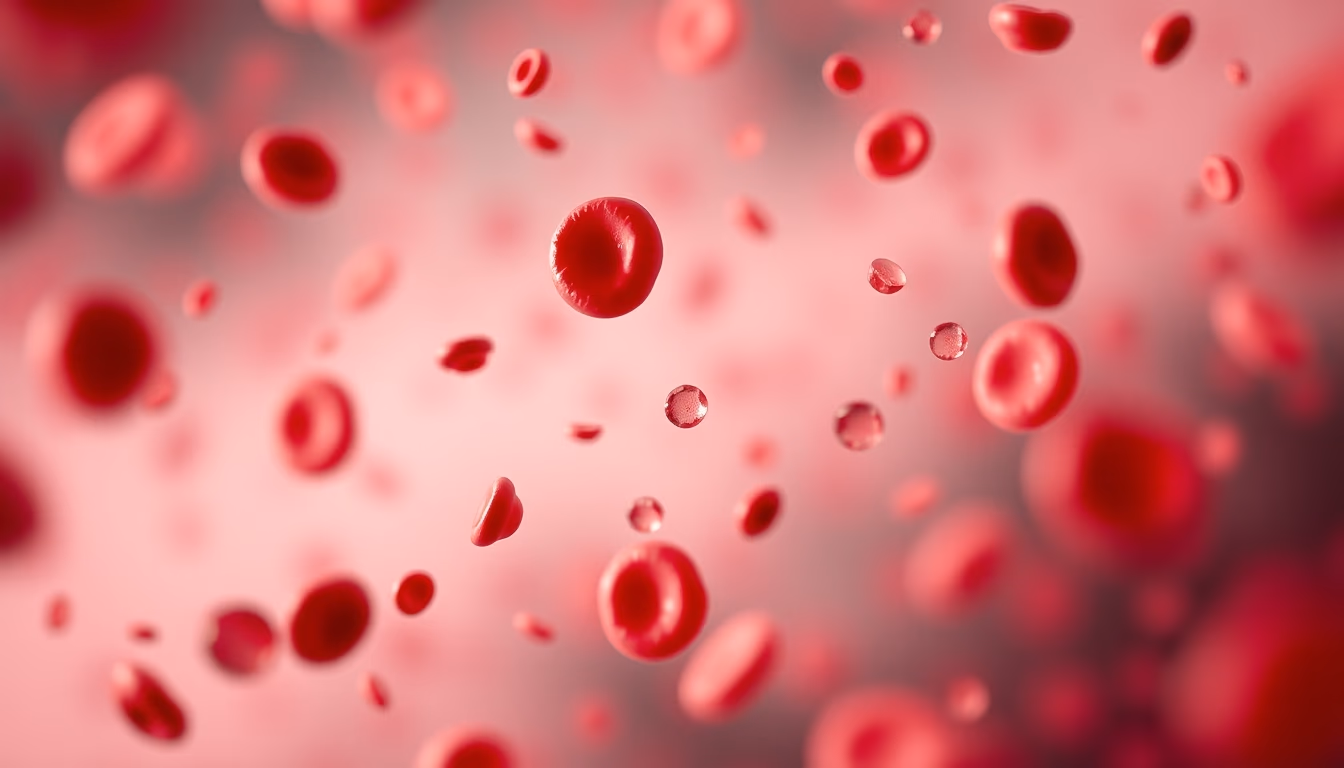 red blood cells flowing in editorial style