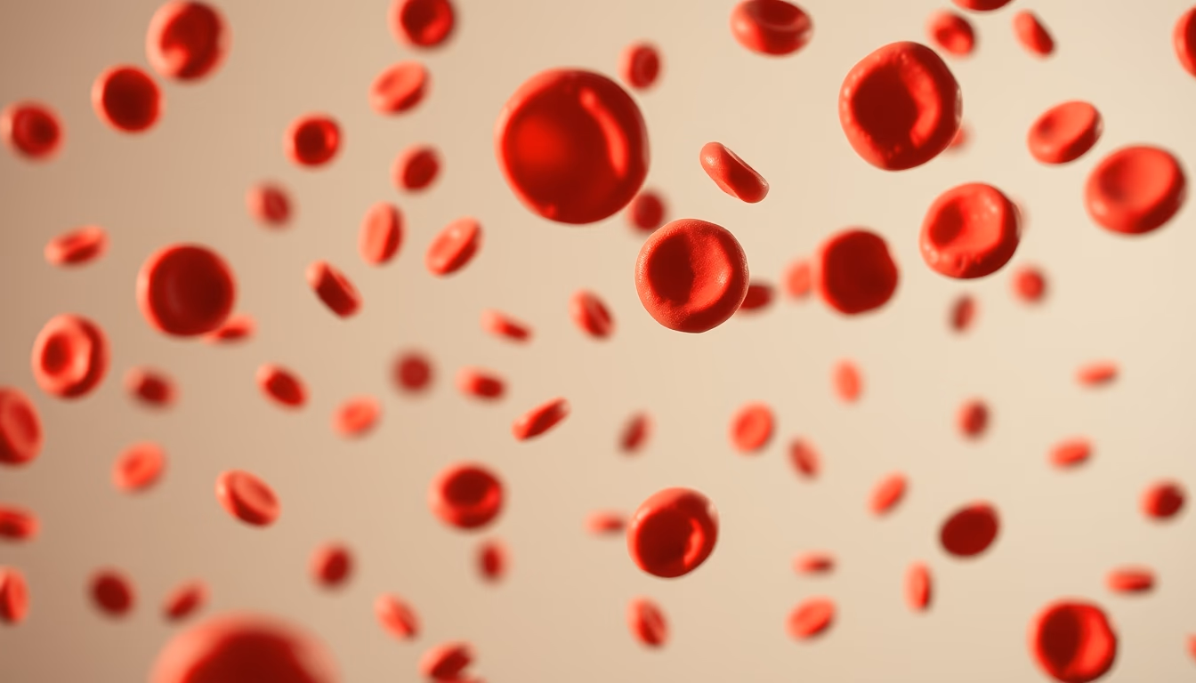 red blood cells flowing in editorial style