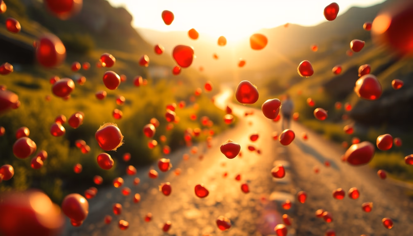 red blood cells flowing in editorial style