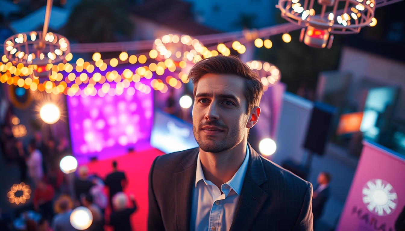 red carpet event lights in editorial style