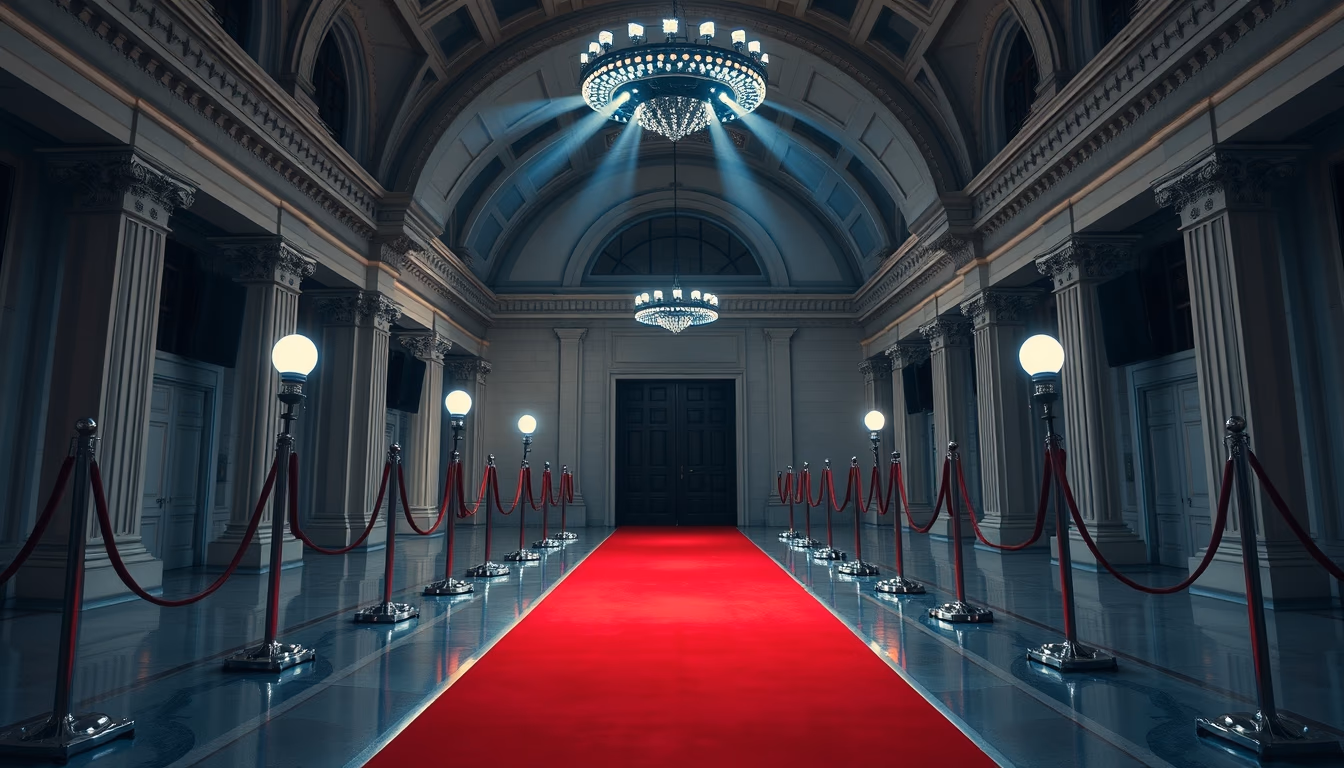 red carpet event lights in editorial style
