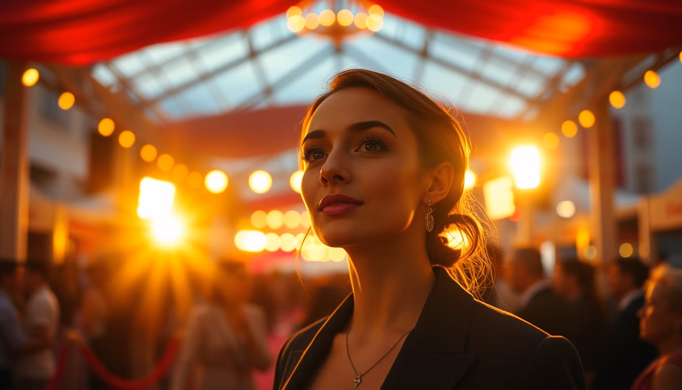 red carpet event lights in editorial style